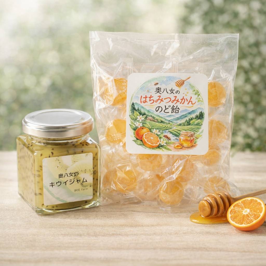 【入江ファーム】奥八女のキウイジャム&はちみつみかんのど飴(送料無料)
